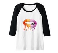 Donna Lesbiche Bandiera Tramonto Colori Orgoglio lesbico LGBTQ Maglia con Maniche Raglan