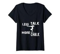 Donna Less Talk More Gesso Ginnastica Atleta Motivazione Maglietta con Collo a V