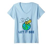 Donna Let it Bee Earth Day Divertente Salvare Il Pianeta Amante delle api Maglietta con Collo a V