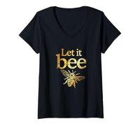 Donna Let it Bee (Giallo Antico) Apicoltore Maglietta con Collo a V