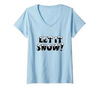 Donna Let it Snow Inverno Maglietta con Collo a V