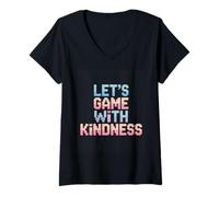 Donna Let’s Game Kindly Pixel Gamer Maglietta con Collo a V