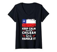 Donna Let The Chilean Girl Handle it Chile Flag Maglietta con Collo a V