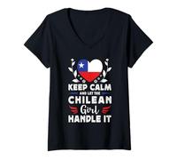 Donna Let The Chilean Girl Handle it Chile Flag Maglietta con Collo a V