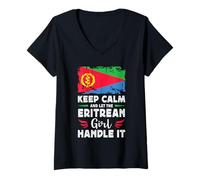 Donna Let The Eritrean Girl Handle it Eritrea Flag Maglietta con Collo a V