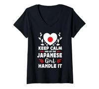 Donna Let The Japanese Girl Handle it Japan Flag Maglietta con Collo a V
