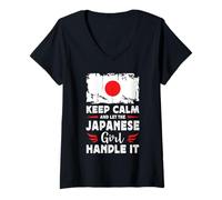 Donna Let The Japanese Girl Handle it Japan Flag Maglietta con Collo a V