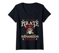Donna Let The Pirate Shenanigans Begin - Costume Pirata Buccaneer Maglietta con Collo a V