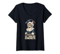 Donna Let Them Eat Cemento Calcestruzzo Meme Marie Antoinette Cat Maglietta con Collo a V
