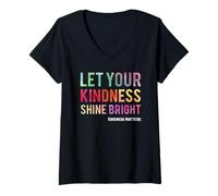 Donna Let Your Kindness Shine Bright - Teacher Kindness Matters Maglietta con Collo a V