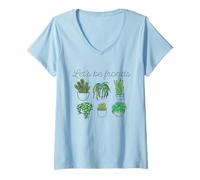 Donna Let's Be Fronts, Divertente Meme di Frond Plant Friends Maglietta con Collo a V