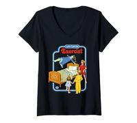 Donna Let's Call the Exorcist Retro Vintage Funny Adult Humor Maglietta con Collo a V