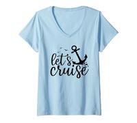 Donna Let's Cruise Uomini Donne Bambini Vacanza Famiglia Corrispondenza Crociera Maglietta con Collo a V