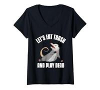 Donna Let's Eat Trash And Play Dead Opossum Maglietta con Collo a V