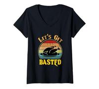 Donna Let's Get Basted Shirt per Donne Uomini Ringraziamento Turchia Day Maglietta con Collo a V