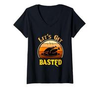 Donna Let's Get Basted Shirt per Donne Uomini Ringraziamento Turchia Day Maglietta con Collo a V