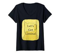 Donna Let's Get Liminale Vuoto Corridoio Weirdcore Dreamcore Maglietta con Collo a V