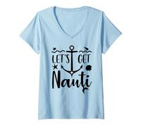 Donna Let's Get Nauti Bachelorette Bride Last Sail Before The Veil Maglietta con Collo a V