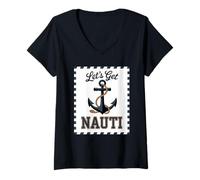 Donna Let's Get Nauti Maglietta con Collo a V