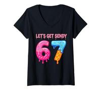Donna Let's Get Sendy 67 Six Seven Ice Cream 67 Meme Funny 6 7 Maglietta con Collo a V