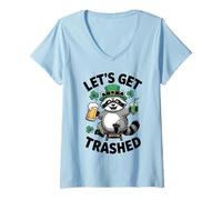 Donna Let's Get Trashed Raccoon Festa di San Patrizio Maglietta con Collo a V