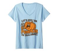 Donna Let's Give Em Pumpkin per Parlare di Divertente Halloween dicendo Maglietta con Collo a V