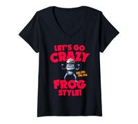 Donna Let's Go Crazy Frog Style! Anello DING DING DING Maglietta con Collo a V