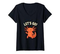 Donna Let's Go Cute Axolotl Divertente Design Maglietta con Collo a V
