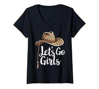 Donna Let's Go Girls Cappello da cowboy Let's Go Girls Western Cowgirls Maglietta con Collo a V