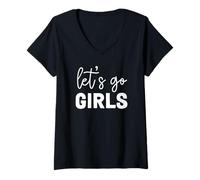 Donna Let's Go Girls Spirito Indipendenza Maglietta con Collo a V