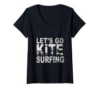 Donna Let's Go Kite Surfing Kite Surfers Maglietta con Collo a V