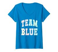 Donna Let's Go Squadra Blu Summer Camp War Game Day Spirit Azzurri Maglietta con Collo a V