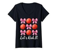 Donna Let's Kick It Kickball Girl Kickball Mamma Festa della mamma Maglietta con Collo a V