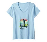 Donna Let's Par Tee Retro Golf Umorismo Divertente Golfista Maglietta con Collo a V