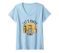 Donna Let's Party Tiki Statue Cartoni Animati per Chi AMA Tiki Maglietta con Collo a V