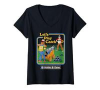 Donna Let's Play Catch Cannon Retro Vintage Funny Adult Humor Maglietta con Collo a V