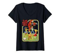 Donna Lets Raise Hell Demon Retro Vintage Funny Adult Humor Maglietta con Collo a V