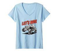 Donna Let's Ride off Road ATV UTV Adventure Graphic Design Maglietta con Collo a V