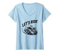 Donna Let's Ride off Road ATV UTV Adventure Graphic Design Maglietta con Collo a V