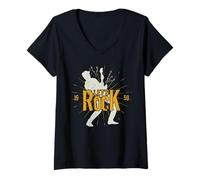 Donna Let's Rock Guitar Music Lover - Chitarrista da uomo - Rock n Roll Maglietta con Collo a V
