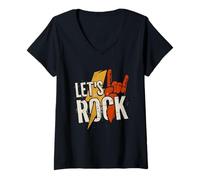 Donna Let's Rock Musica Heavy Metal Rock And Roll Maglietta con Collo a V