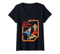 Donna Let's Sacrifice Toby Occult Retro Vintage Funny Adult Humor Maglietta con Collo a V