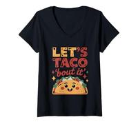 Donna Let's Taco 'About It Fun Foodie Design Maglietta con Collo a V