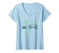 Donna Let's Take It Slow Funny Snail Maglietta con Collo a V
