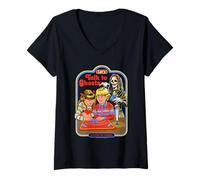 Donna Let's Talk to Ghosts Demon Retro Vintage Funny Adult Humor Maglietta con Collo a V