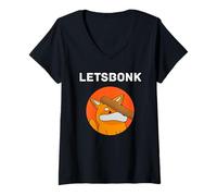 Donna Letsbonk Crypto Meme Shitcoin Bonk Degens Pumpfun Maglietta con Collo a V