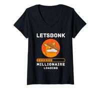 Donna Letsbonk Millionaire Loading Crypto Meme Shitcoin Bonk Maglietta con Collo a V