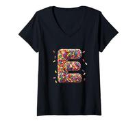 Donna Letter E Candy Rainbow Sprinkles Monogram Men, Women, Kids Maglietta con Collo a V