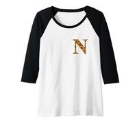 Donna Letter N First Name Monogram Initial Leopard Print Maglia con Maniche Raglan