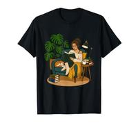 Donna, Lettura, in, Uno, Poltrona, sotto, Uno, Alto, pianta Maglietta